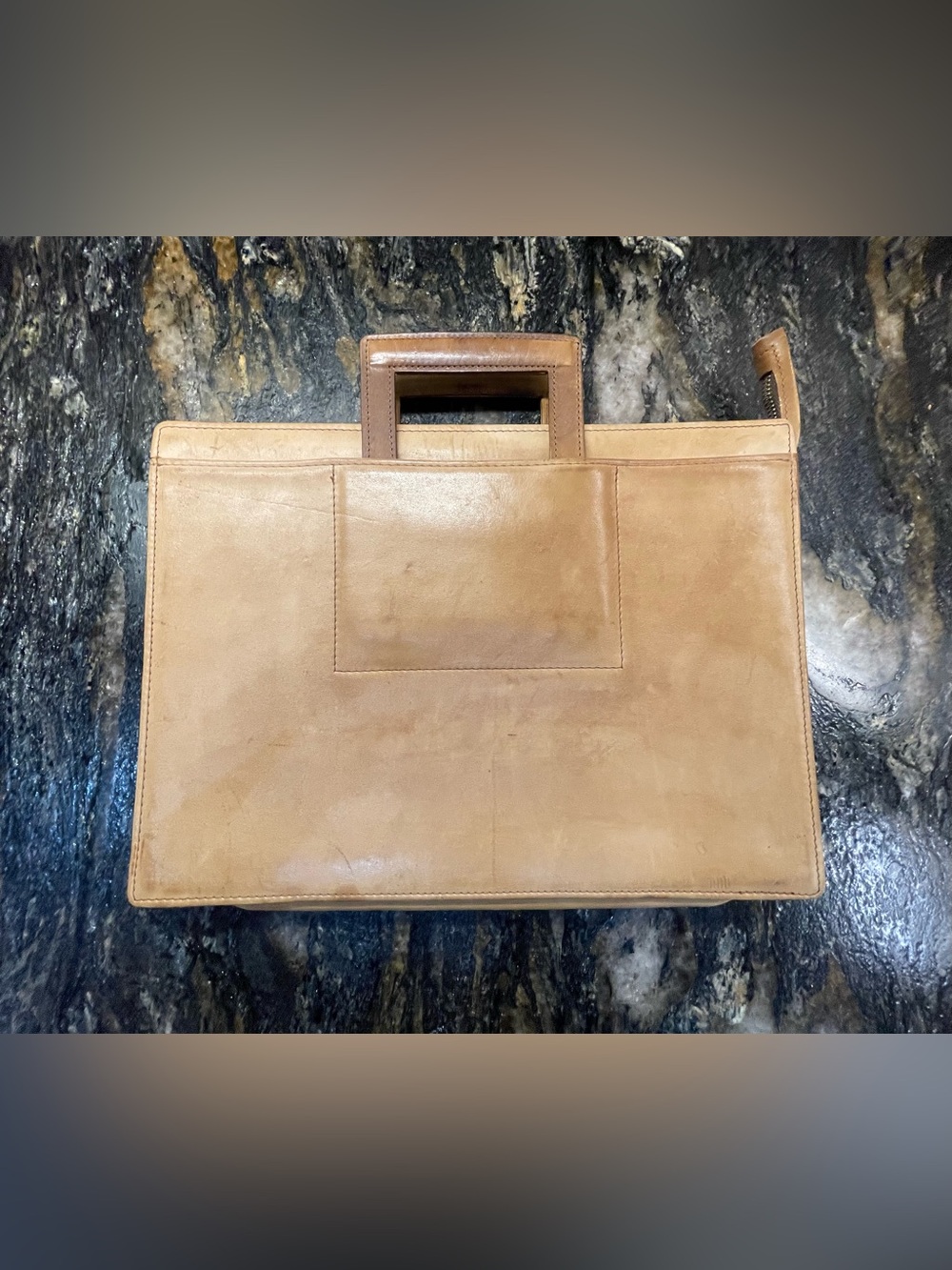Renwick Tan Leather Briefcase with Top Carry Handle